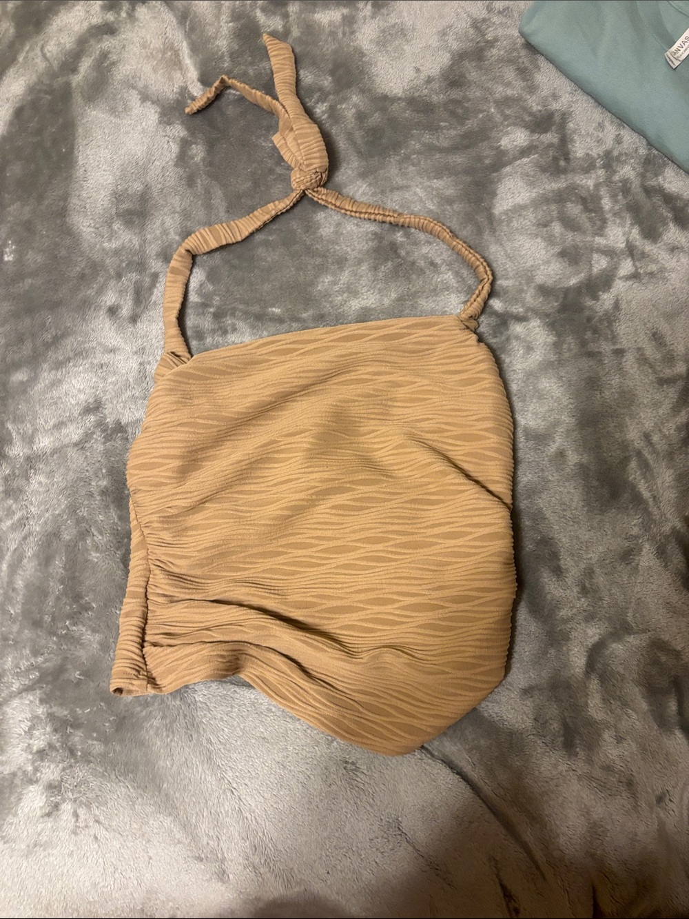 SHEIN Tan Textured Halter Tank Top